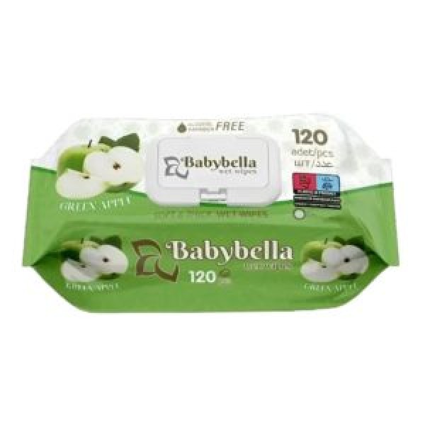 256480 Серветки вологі з антибактеріальним ефектом BABYBELLA Apple 120шт/уп EG-1000395