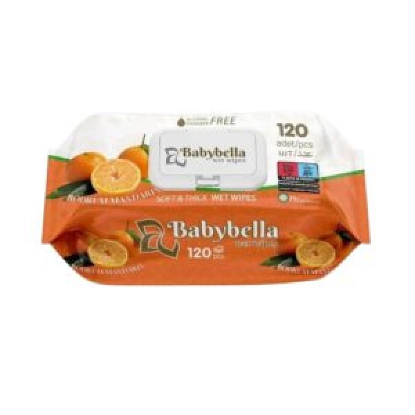 256481 Серветки вологі з антибактеріальним ефектом BABYBELLA Mandarin 120шт/уп EG-1000394