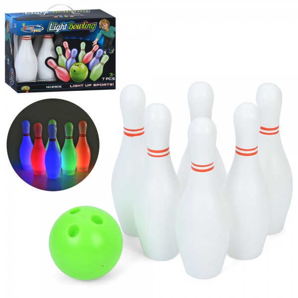 244508 Боулінг MR 1548 кеглі, світло, 6шт., куля, бат.(табл), кор., 33-24-17 см.