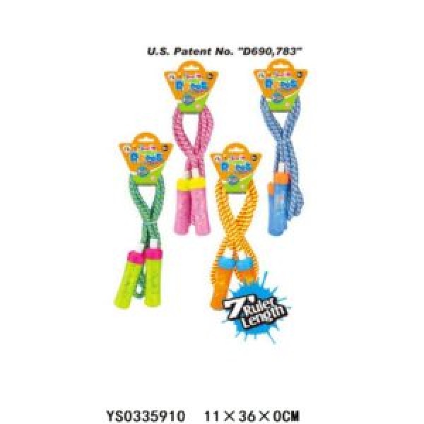 152828 Скакалка AJ783-3JR мотузка, ручки пластик, 4 кольори, кортонна обгортка, 12-36-4 см.