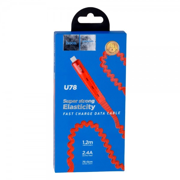 149578 Кабель USB Hoco U78 Cotton Micro 2.4A 1.2m (Червоний)