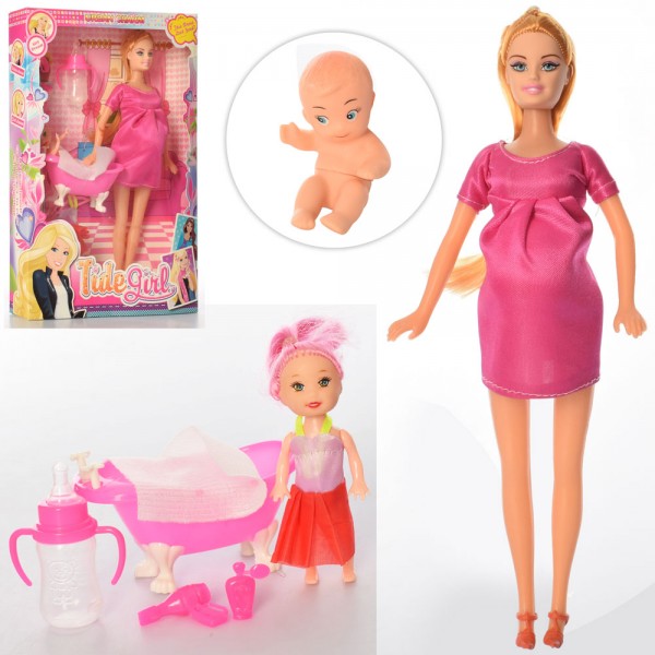109260 Лялька 6013K вагітна, донька, пупс, аксесуари, кор., 22-32-4,5 см.