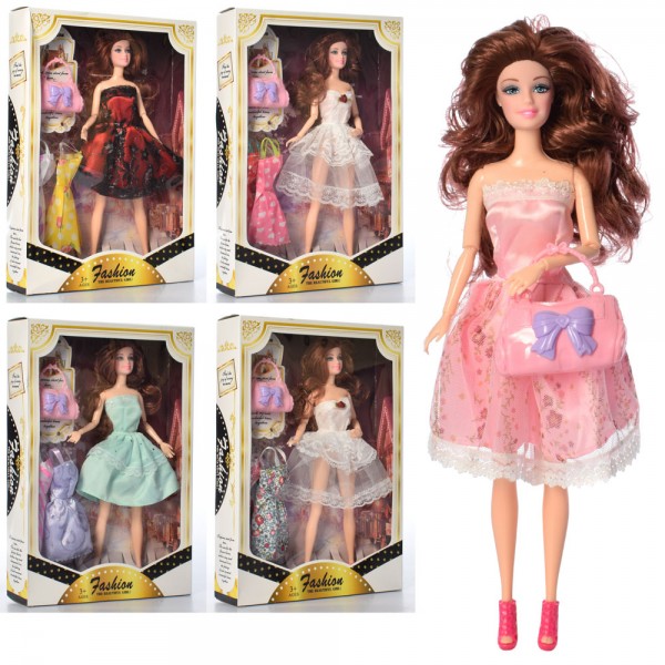 109264 Лялька з вбранням YX-625-1-2-3-4 шарнірна, 2 сукні, сумочка, 4 види, кор., 23-33-5,5 см.
