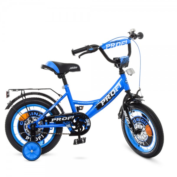 46678 Велосипед дитячий PROF1 14 д. Y1444 Original boy, дзвінок, дод. колеса, блакитно-чорний.