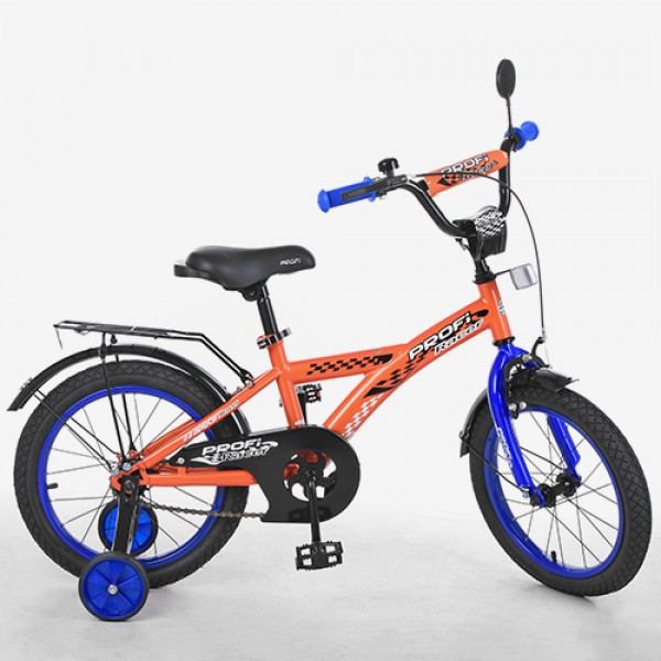 46665 Велосипед дитячий PROF1 16 д. T1635 Racer, дзвінок, доп. колеса, помаранчевий.