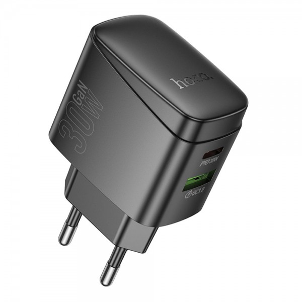 223799 Мережевий Зарядний Пристрій Hoco CS61A 1USB/1USB-C PD/QC 30W (Чорний)