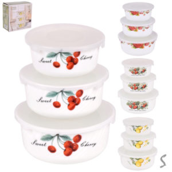 246226 Салатники з кришками склокераміка 3пр/наб 14/16.5/19.5" R35386