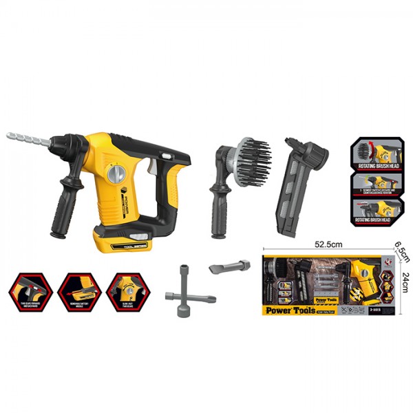 248506 Набір інструментів T023 шуруповерт,обертається насадка, насадки, муз., світло,бат.,кор.,52,5-24-10см