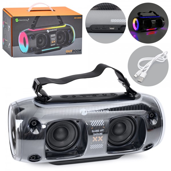 209981 Колонка FG240503091Q 2х15W,акум.,5000mA,Bluetooth,USB,MP3,TFслот,корот.ручка,світло,кор.,28,5-15-12