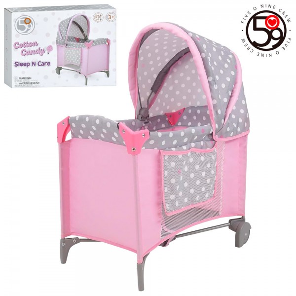 243738 Манеж T762043 для ляльки,48-31-39см/в63,5см,складн.,2 колеса,2 стор.-сітки,2 кишені,капюшон(знімний)