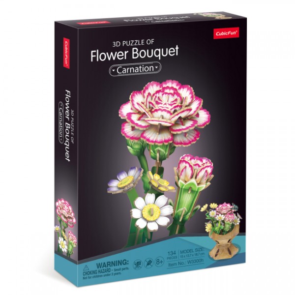 224945 Cubic Fun Тривимірна головоломка-конструктор серії Букет квітів "Гвоздики", арт. W3300h
