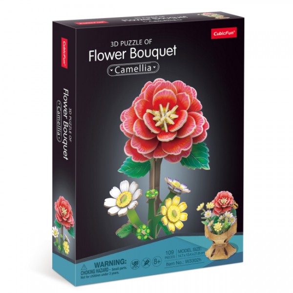 224953 Cubic Fun Тривимірна головоломка-конструктор серії Букет квітів "Камелія", арт. W3302h