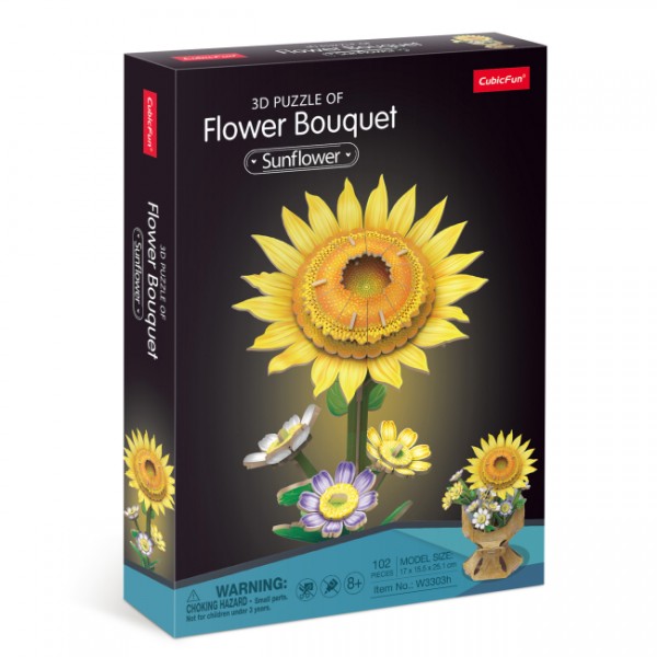 224954 Cubic Fun Тривимірна головоломка-конструктор серії Букет квітів "Соняшник", арт. W3303h