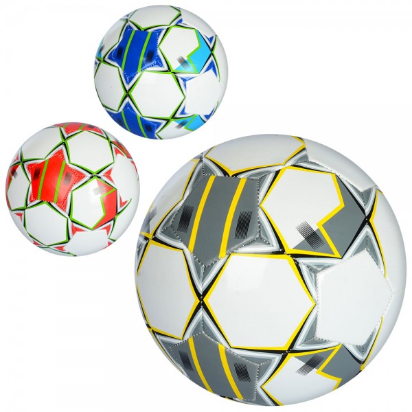 74244 М'яч футбольний EN 3210 розмір 5, ПВХ 1,6 мм., 260-280 г., 3 кольори, кул.