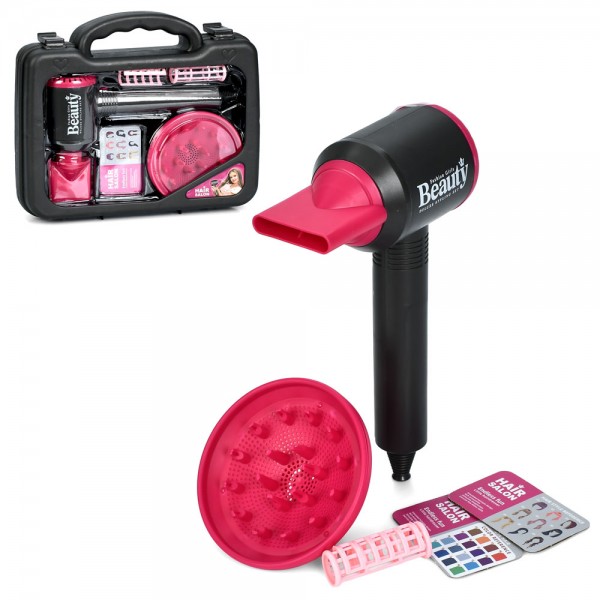 247005 Набір аксесуарів HJ624D набір перукаря, фен-повітря,  насадки, бігуді, бат., в чемодані, 27-22,5-6см