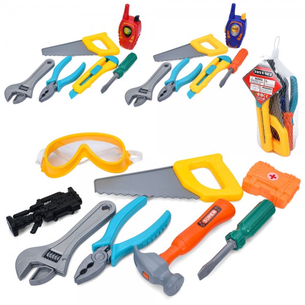 247008 Набір інструментів 024-2-4 пила, викрутка,плоскогубці,гайк.ключ, 2 види(окуляри/рація)/мікс кольор.