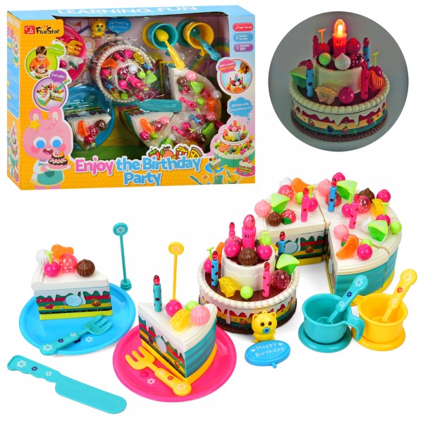 247006 Продукти 35970 солодощі, торт, на липучці, музика, світло,чайний сервіз на 2 особи,прикраси на торт