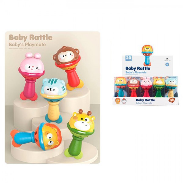 246579 Брязкальце 1165 тварина, 12см, прорізувач,слюда, 20шт(5вид.) в диспл., 33,5-15-27см