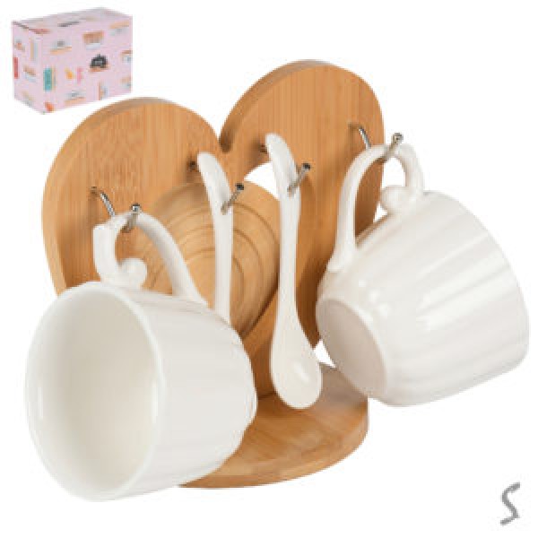 247390 Чайний набір 5пр/наб 200мл (2чашки, 2ложки, підставка) R37348