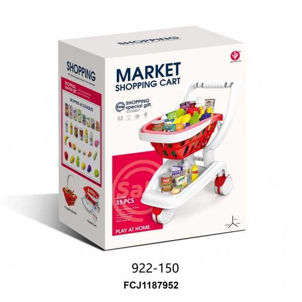 229247 Візок для магазину 922-150 супермаркет, 2в1 (кошик), продукти, 36 дет., кор., 42,5-35-51 см.