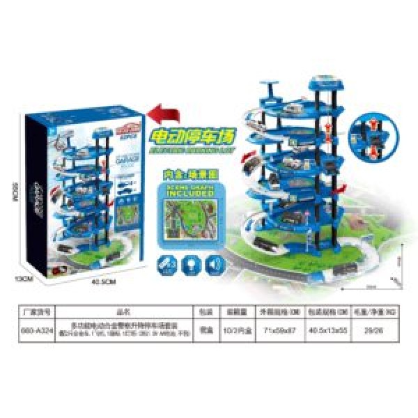229271 Гараж 660-A324 поліція,6 поверхів,1:64,ліфт,ігрове поле,машинки,муз.,світло,бат.,кор.,40,5-56-13,5см