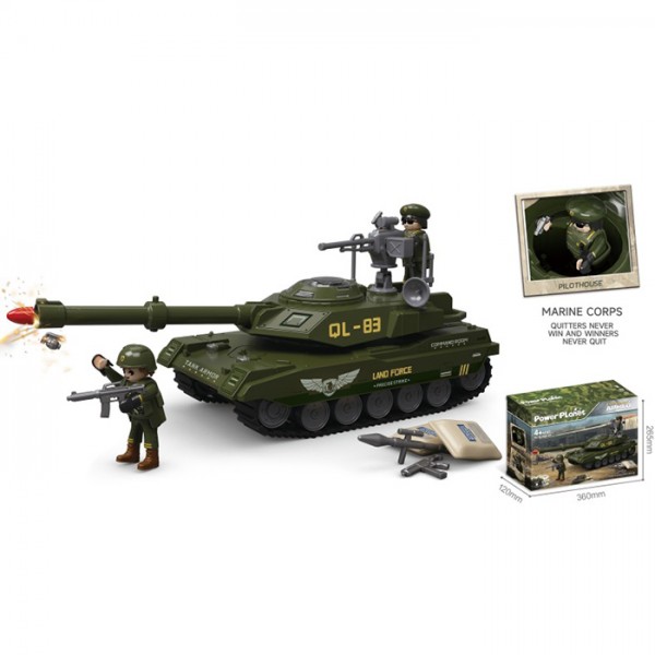241924 Танк QL888-88 розібр., фігурки, зброя, муз., світло, бат., кор., 36-26,5-12 см.