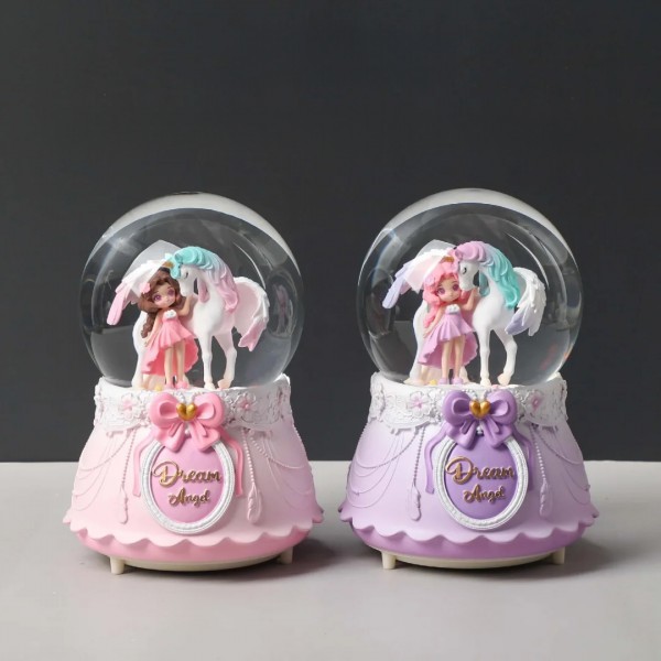 247323 Декоративна куля WY2025-P012  сніжна куля, Dream Angel,  муз., світло,2 види. бат.,кор.11-11-в16см,