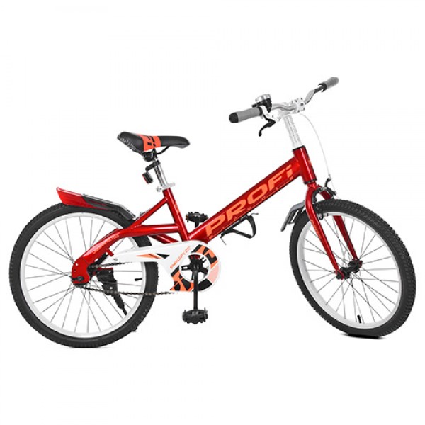 46697 Велосипед дитячий PROF1 20 д. W20115-1 Original, крила, дзвінок, підніжка, червоний.