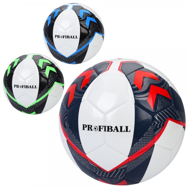 247795 М'яч футбольний EV-3377F розмір 5, PU 3,5мм, ламінований, 400-420г, 3 кольори, кул.