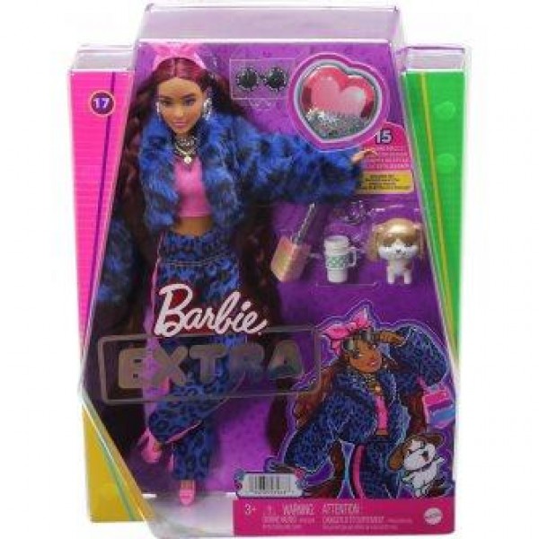 145512 Лялька Barbie "Екстра" у синьому леопардовому костюмі