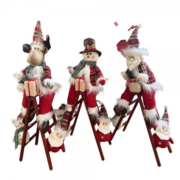 210799 Фігура новорічна "Santa&Co" 74см на лестнице, M17328