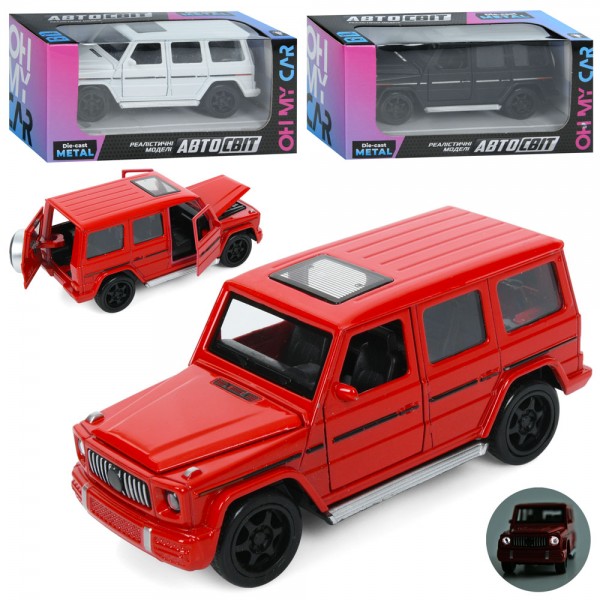 203006 Джип AS-3147 АвтоСвіт,1:32-38,мет.,інерц,відчин.двері,гум.колеса,3кольори,муз.,світло,бат.(таб.),кор