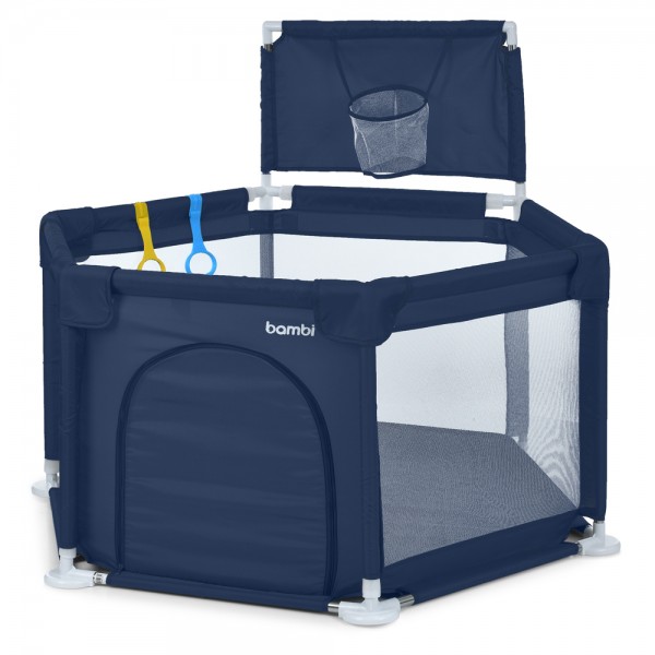 243804 Намет MR 1340-BL манеж, габар.138-121-63см/в104см, манеж 126-108см, баскет. кільце 20 см,синій,в кор