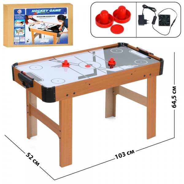 243697 Настільна гра A0033 аерохокей,дерев.,ніжки,поле 100-49см,шайба,від мережі, в кор.,106-54,5-10,7см
