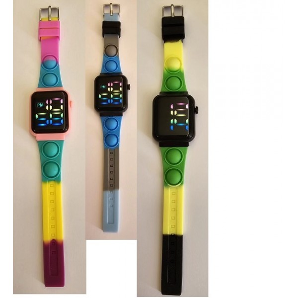 236246 Годинник дитячий EW-230024 наручні,електронні,браслет Pop it,силікон,бат.(табл.),лист/кул.,6-17-2 см