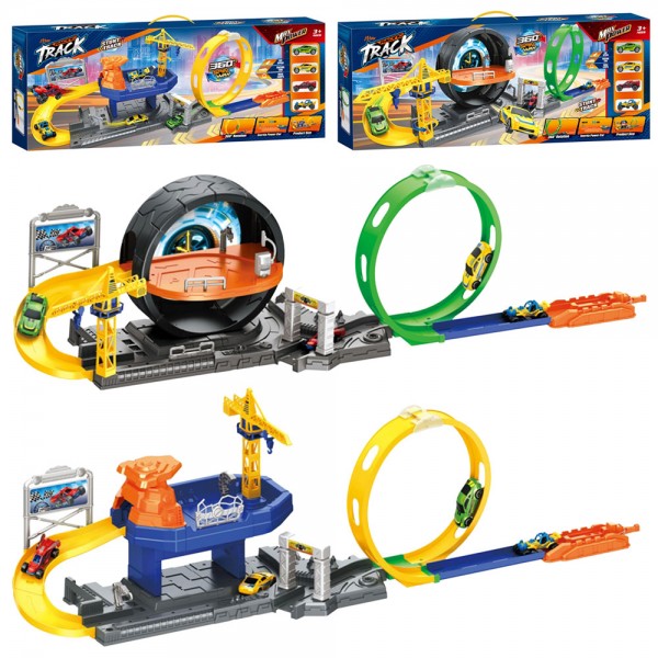 248734 Гараж 8205-06 2в1 (трек), оберт 360, запуск машинок, машинка 7см 4шт, 2 в. в кор-ці, 79-31-9,5см