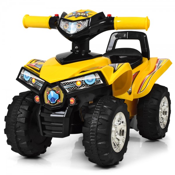34849 Каталка-толокар HZ 551-6 дитячий квадроцикл, багажник під сидінням, жовтий, муз., бат., 60-35-40,5 с