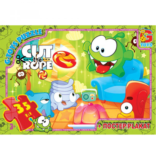 16889 CR0070 Пазли ТМ "G-Toys" із серії "Cut the Rope" (Пригоди Нямчика), 35 ел.