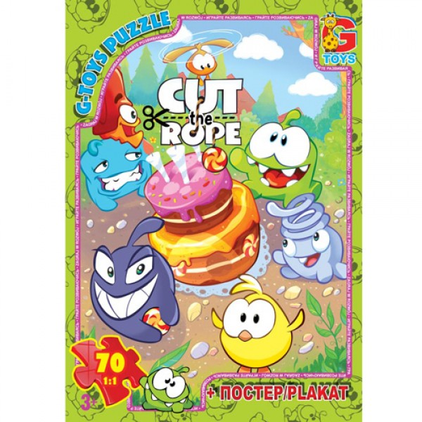 82258 CR0071 Пазли ТМ "G-Toys" із серії "Cut the Rope" (Пригоди Нямчика), 70 ел.