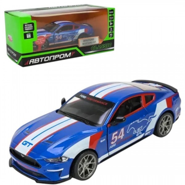 248138 Іграшка машина мет. АВТОПРОМ арт. 68702A  1:34 Ford Mustang GT, батар,світло,звук,відкр.двері,кор. 18*9*8см