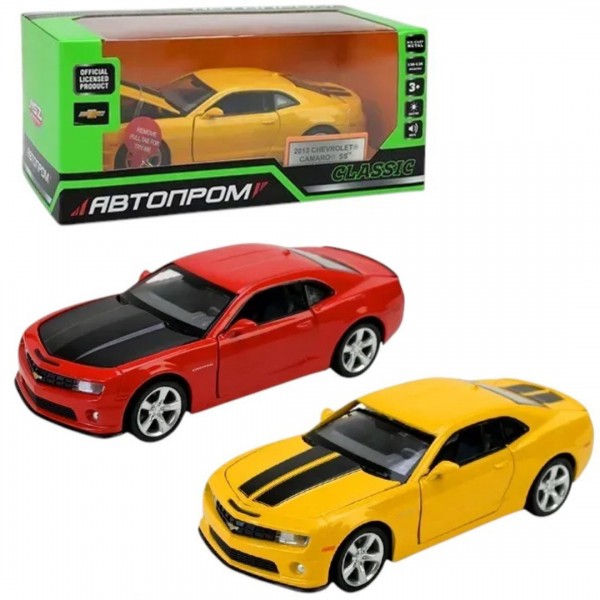248134 Іграшка машина мет. АВТОПРОМ арт. 68335 1:32 Chevrolet Camaro SS, 3 кольори, світло,звук,у коробці 18*9*8см
