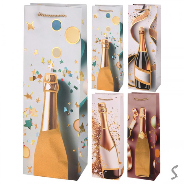 244187 Пакет подарунковий паперовий під пляшку "Party" 12*10*35см R34804