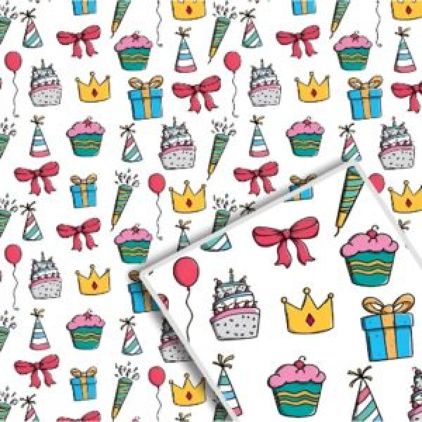 244812 Папір пакувальний крафт "Свято на білому" 70*100см 10л/уп 1041БЛ