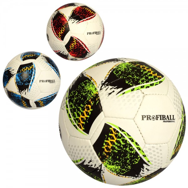 125686 М'яч футбольний 2500-210 розмір 5, ПУ1,4мм., 4шари, 32панелі, 400-420г., 3кольори, кул.