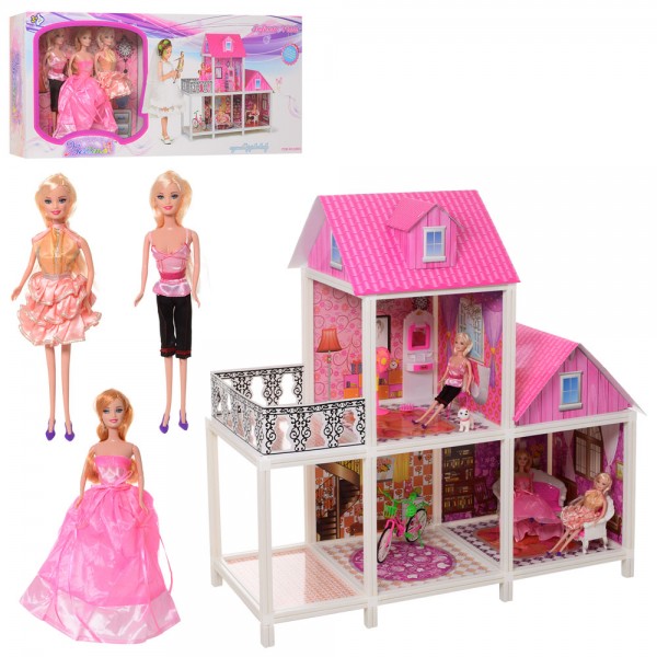 62361 Будиночок 66883 для ляльки, меблі, лялька 3 шт., кор., 78.5-36-13 см.