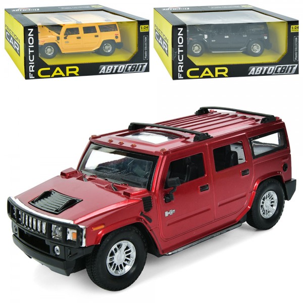 161348 Джип AS-3011 АвтоСвіт, 1:24, HUMMER, інерц., гумові колеса, 3 кольори, кор., 27-11,5-13 см.