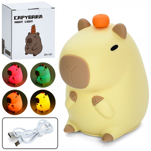 246583 Нічник 8618 капібара, 13-8-10см, світло (кольорове), сенсорний, акум, USB-зарядне, кор.