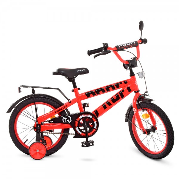 51371 Велосипед дитячий PROF1 18д. T18171 Flash, дзвінок, дод. колеса, червоний.