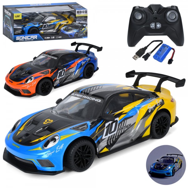 249122 Машина UJ99-P802  радіо/к2,4G,акум, гоночна, 47,5см,1:8, муз,звук,світ.корпус не б'ється,гум.кол.USB