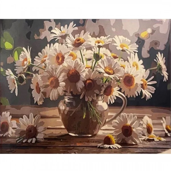 242277 Набір для розпису по номерах Ромашки в скляному глечику Strateg 40х50 см. артикул (VA-4671)